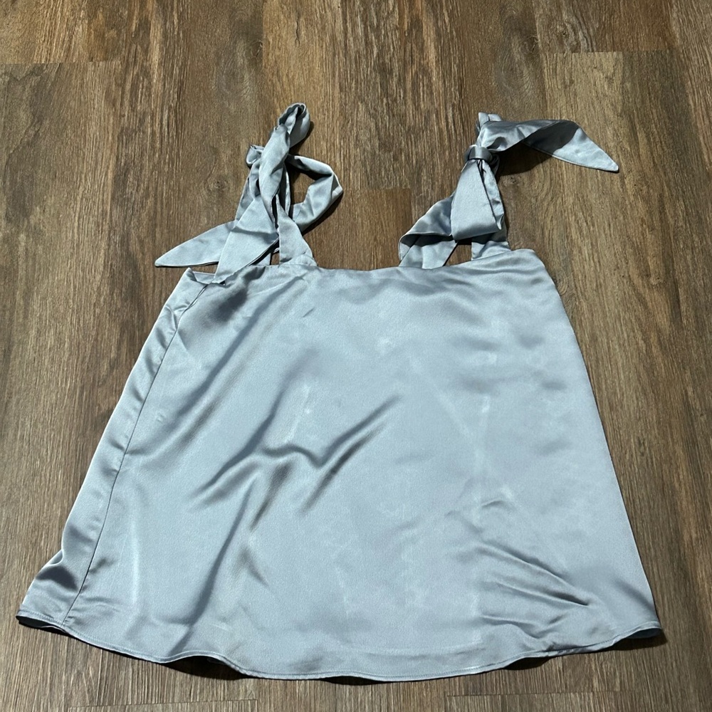 Show Me Your MuMu Silver Satin Tie-Strap Cami